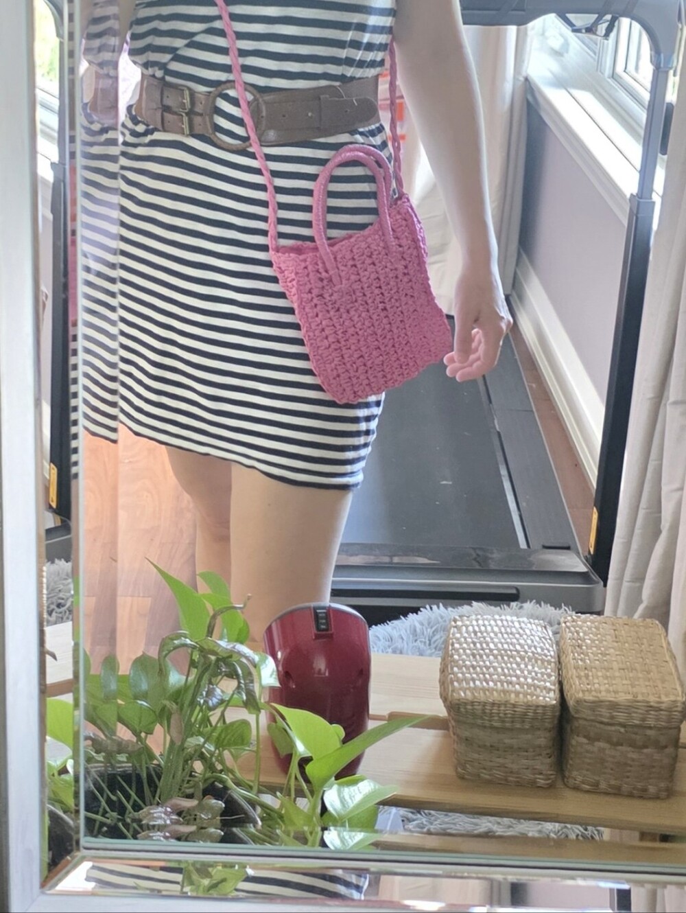 Handwoven Pink Woven Crossbody Bag
